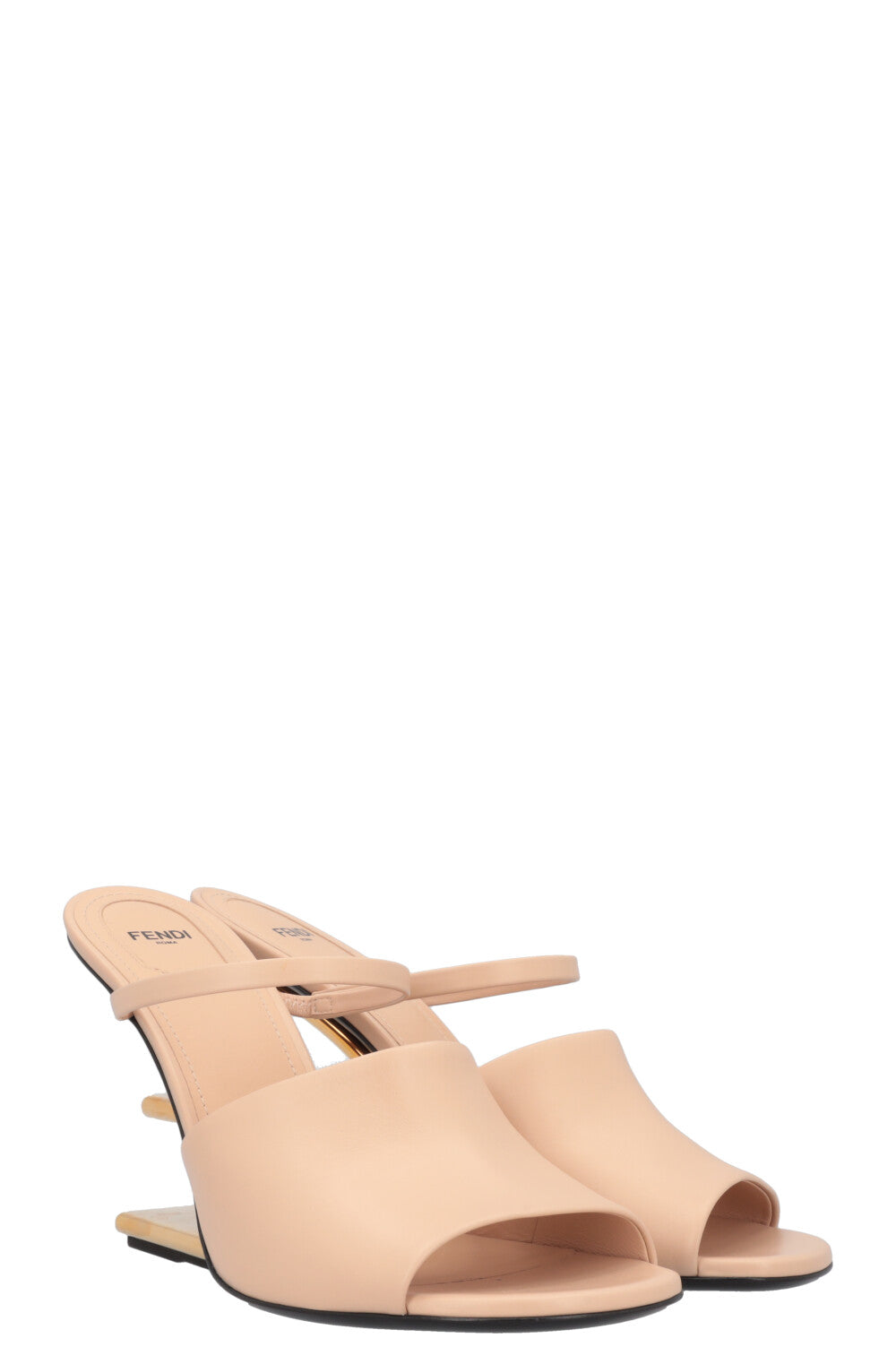 FENDI First Mules Leather Nude