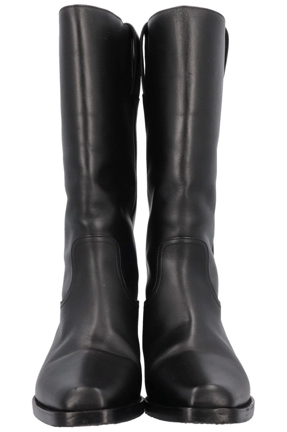 CHANEL Cowboy Boots Leather Black