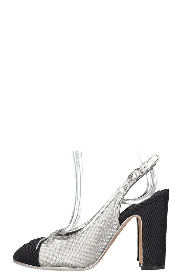 CHANEL Heels Silver Black