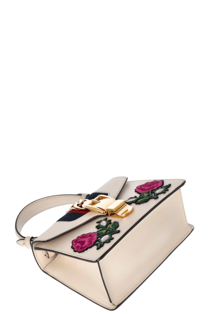 GUCCI Mini Sylvie Top Handle Bag Floral Ivory