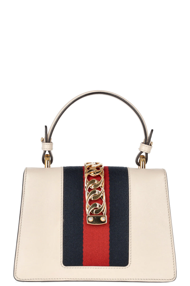 GUCCI Mini Sylvie Top Handle Bag Floral Ivory