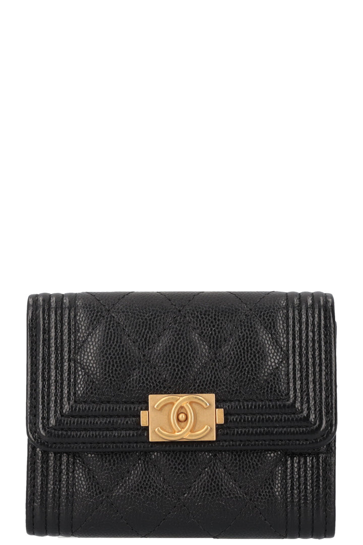 CHANEL Boy Wallet Caviar Leather Black