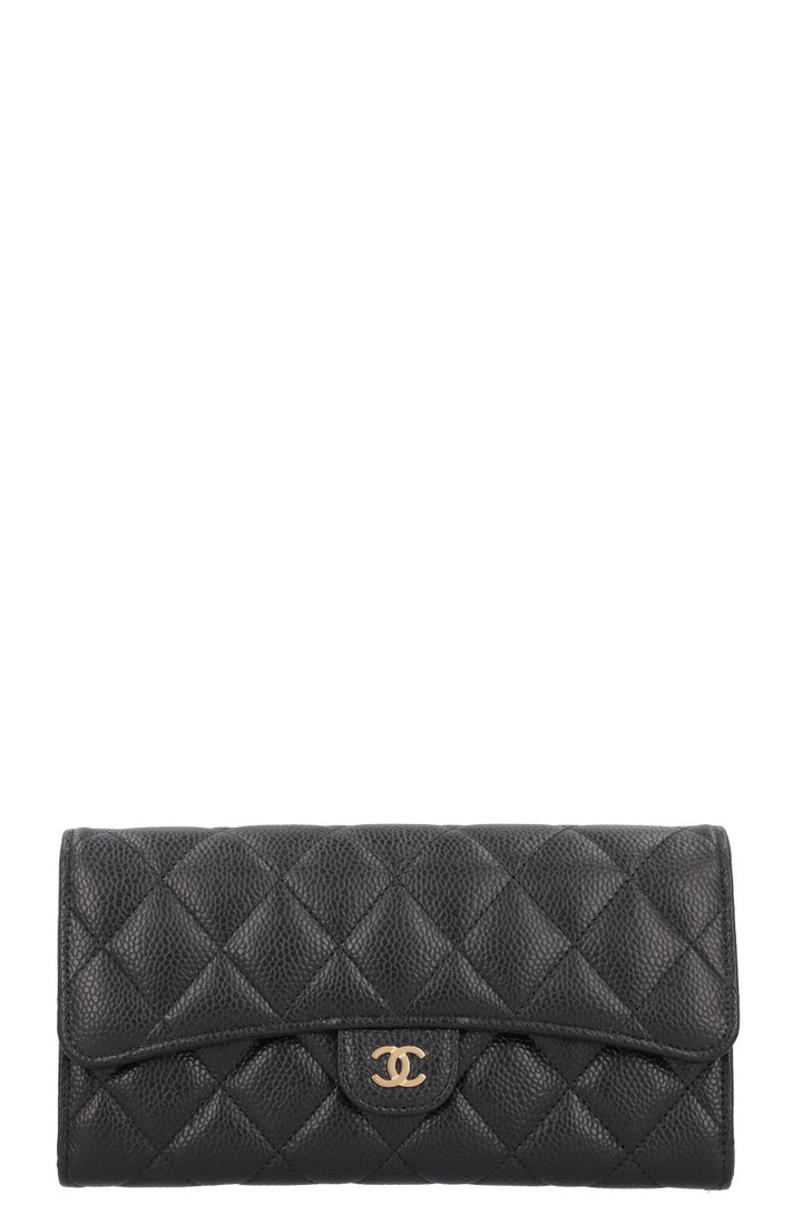 CHANEL Classic Long Wallet Caviar Black