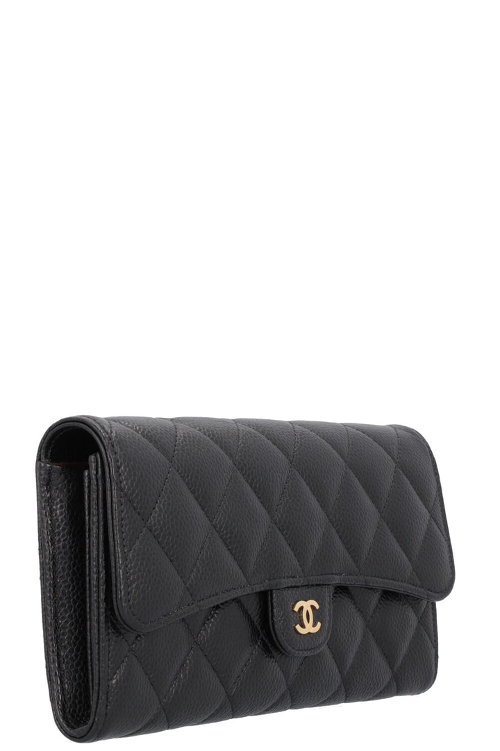 CHANEL Classic Long Wallet Caviar Black