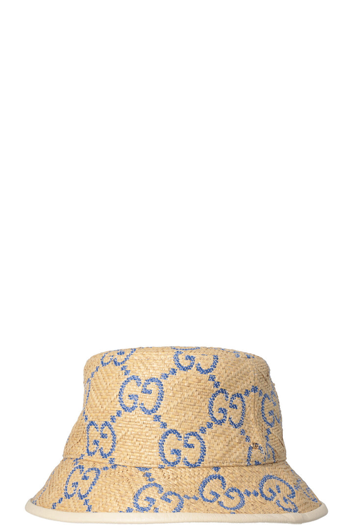 Chapeau Bob GUCCI GG Raphia Beige Bleu