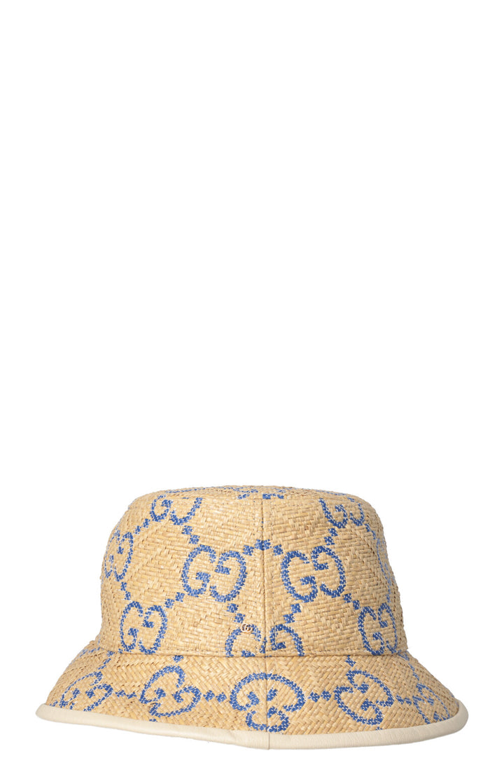 Chapeau Bob GUCCI GG Raphia Beige Bleu