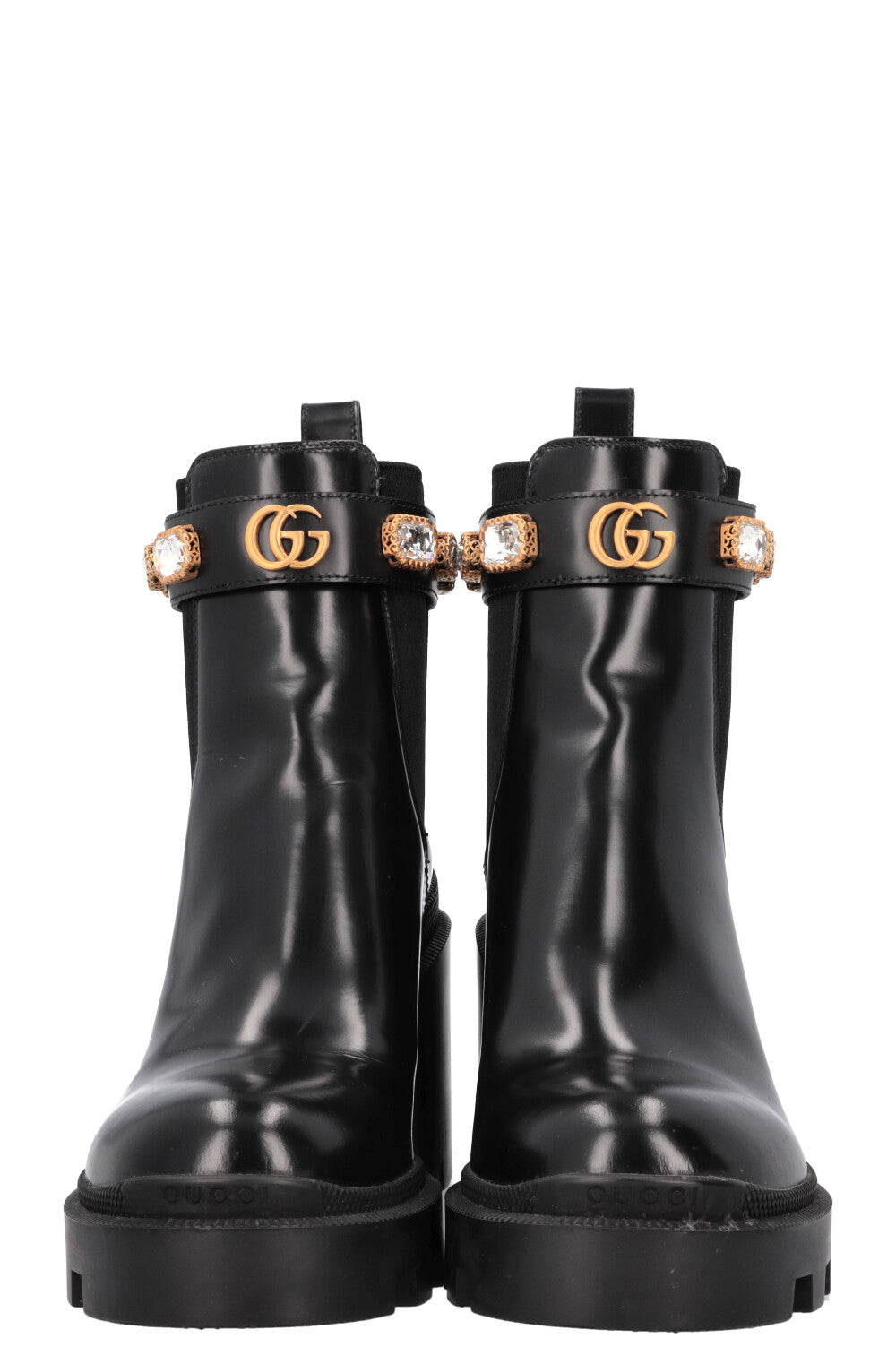 GUCCI Boots Crystal Leather Black