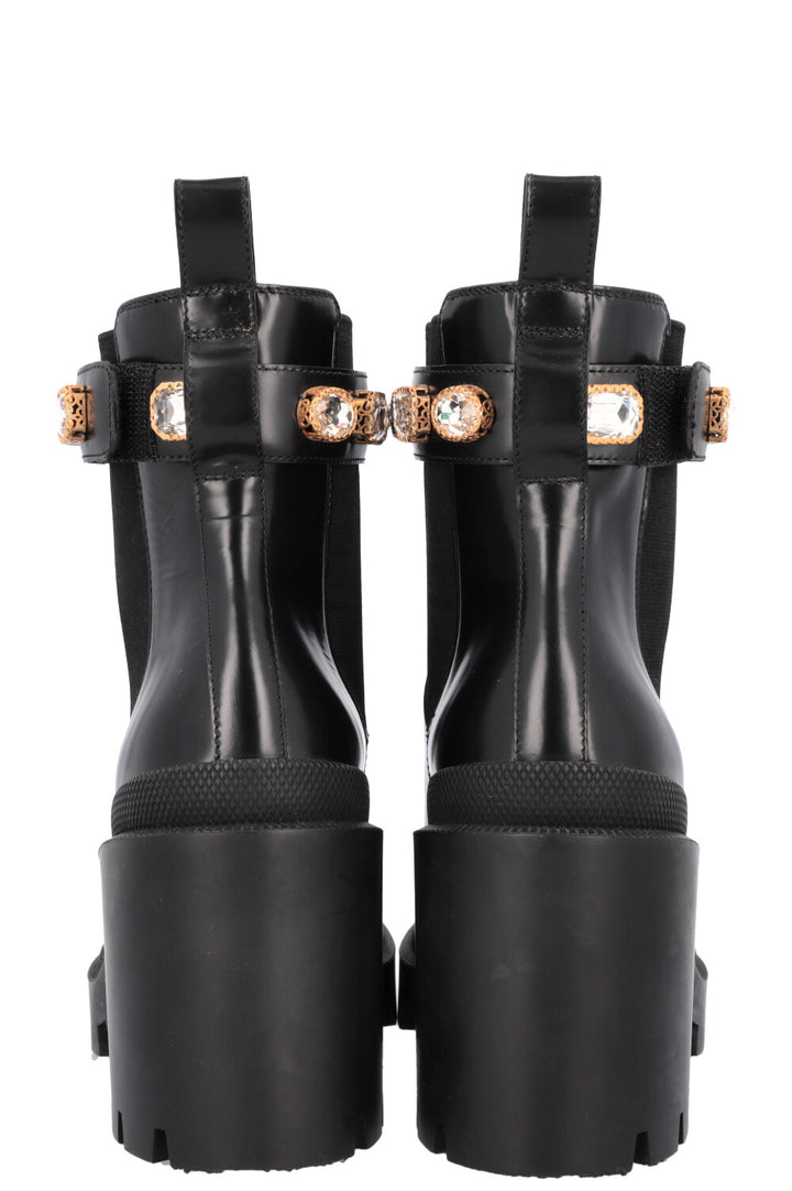 GUCCI Bottes Cristal Cuir Noir