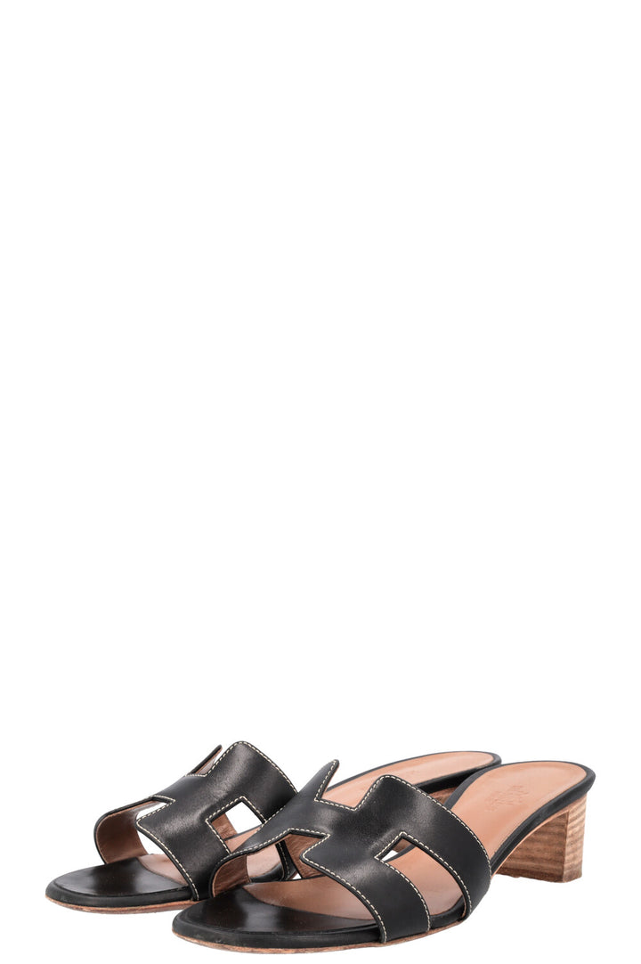 HERMÈS Oasis Heels Leather Black