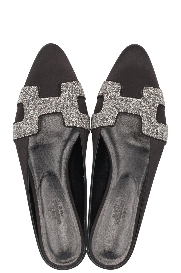 HERMÈS Roxane Mules Soie Noir