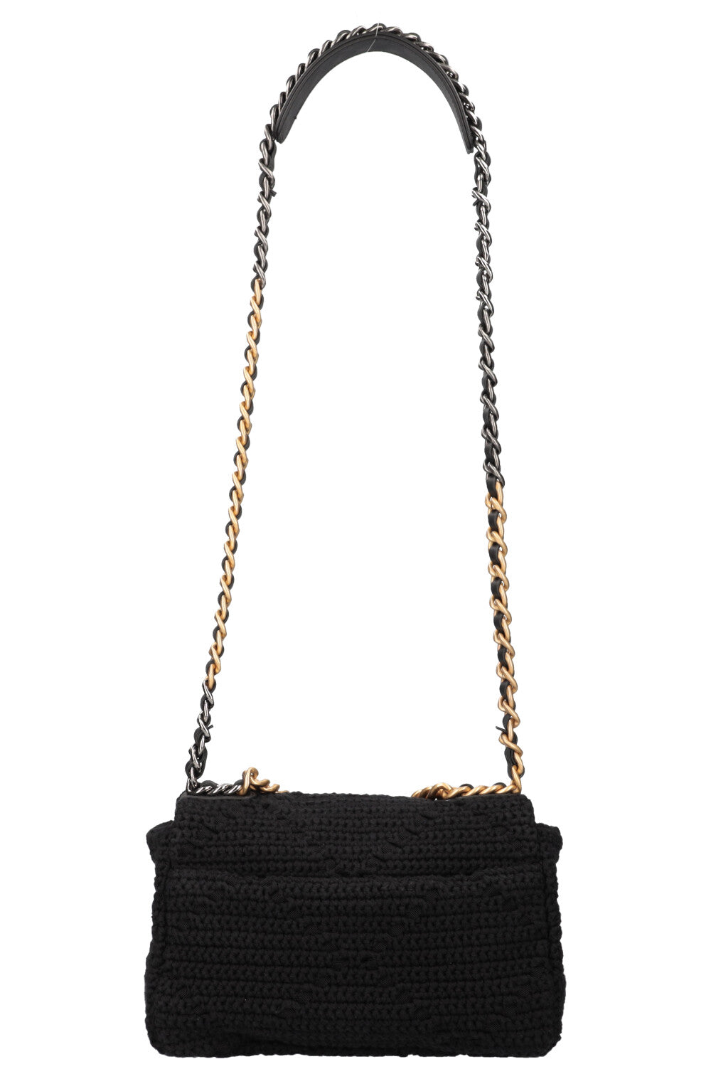 CHANEL Sac au crochet en coton moyen 19 Noir