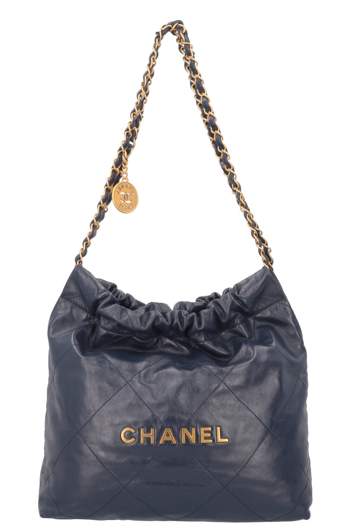 CHANEL 22 Small Bag Leather Navy