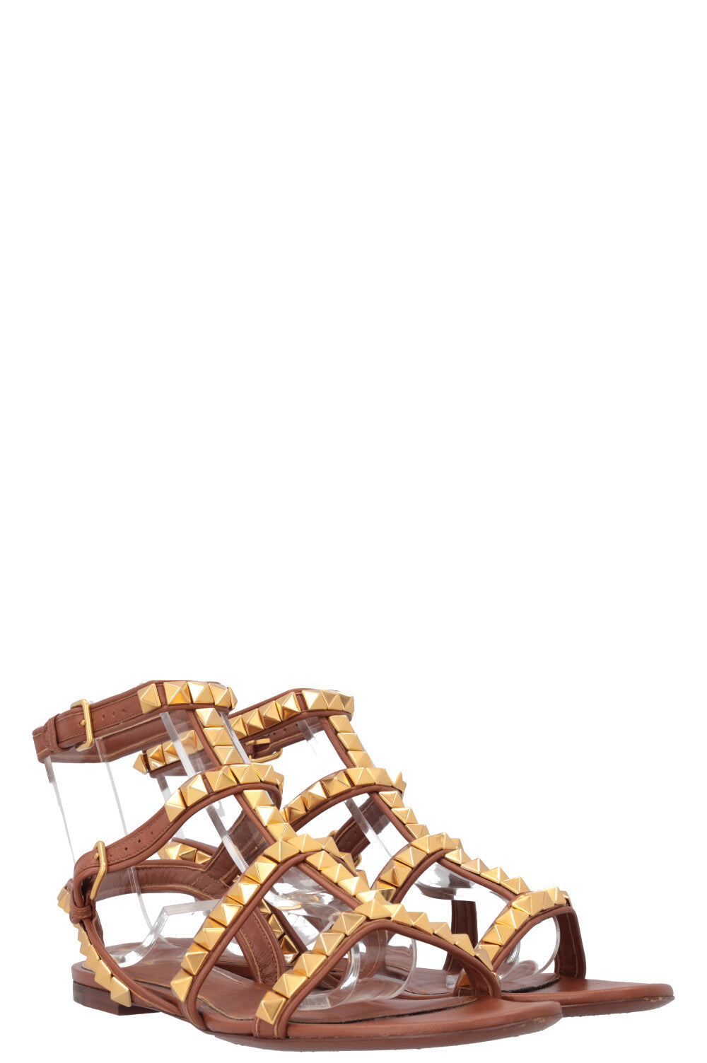 VALENTINO Rockstud Sandals Gold Brown