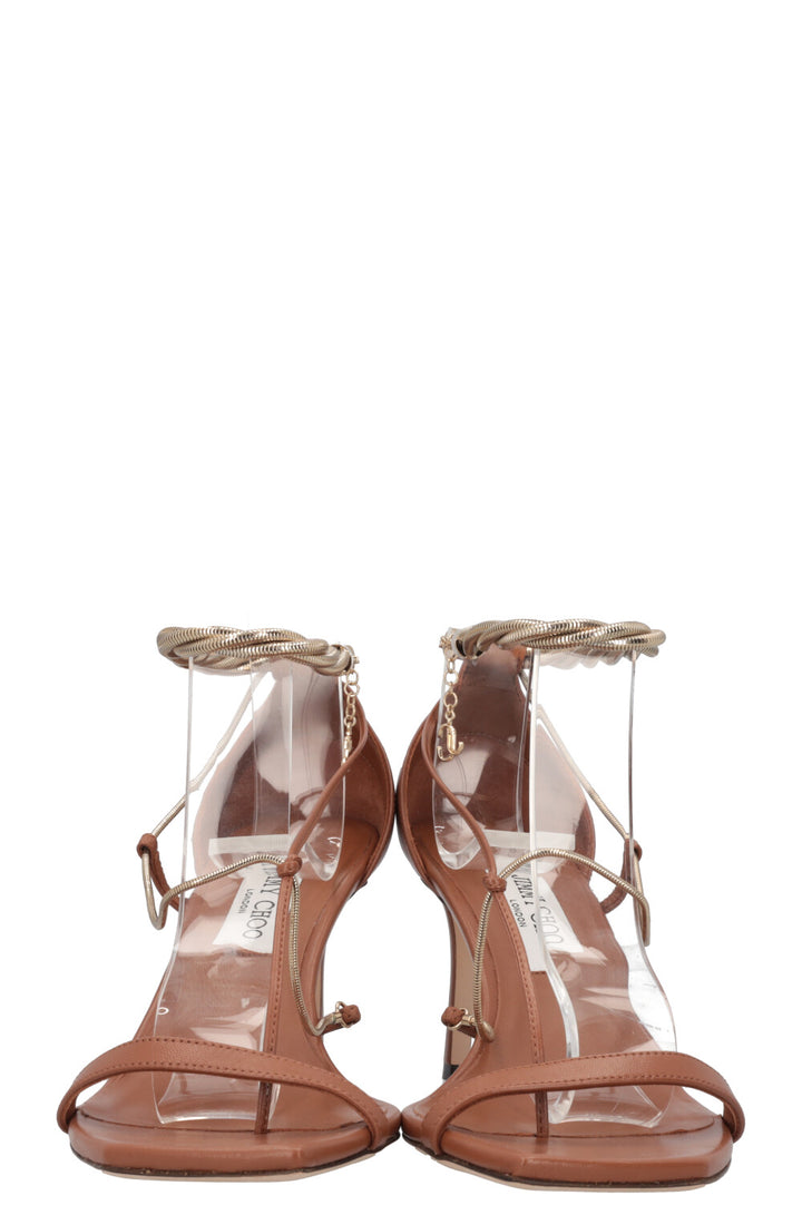 JIMMY CHOO Escarpins Cuir Marron Doré