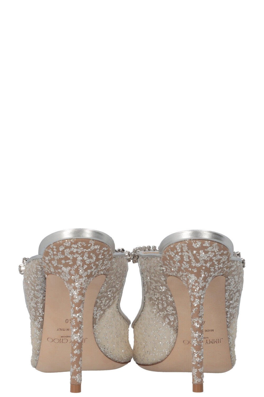 JIMMY CHOO Bing Heels Glitter Silver