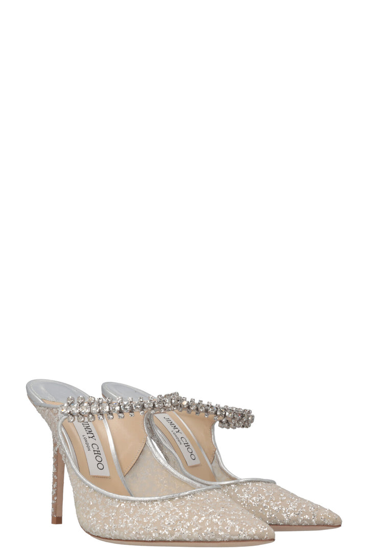 JIMMY CHOO Bing Heels Glitter Silver