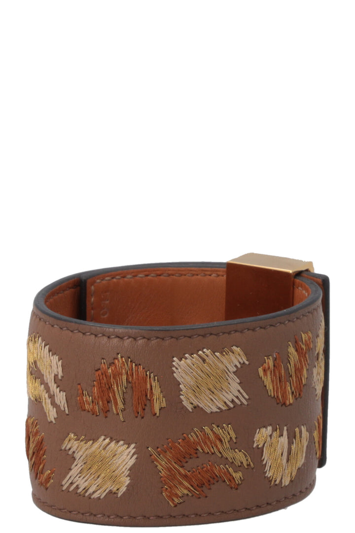 HERMÈS CDC Broderie Léopard Bracelet Veau Swift Alezan