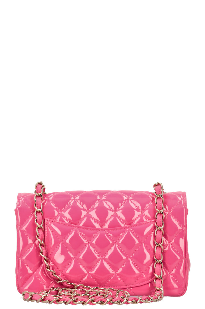 CHANEL Classic Mini Single Flap Crossbody Bag Patent Pink