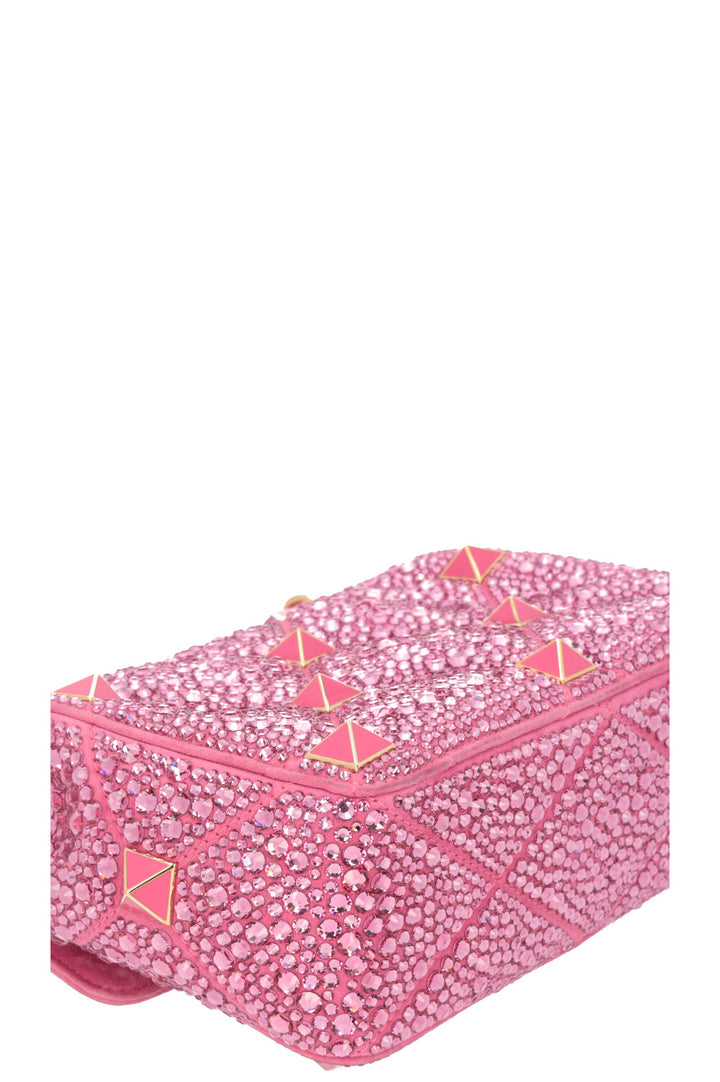 VALENTINO Roman Stud Medium Bag Crystals Pink