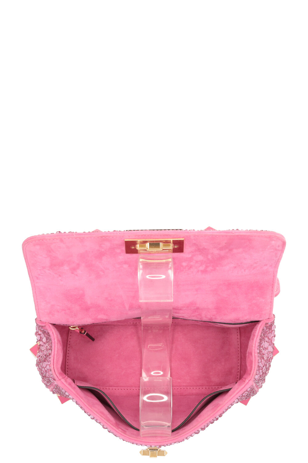 VALENTINO Roman Stud Medium Bag Crystals Pink