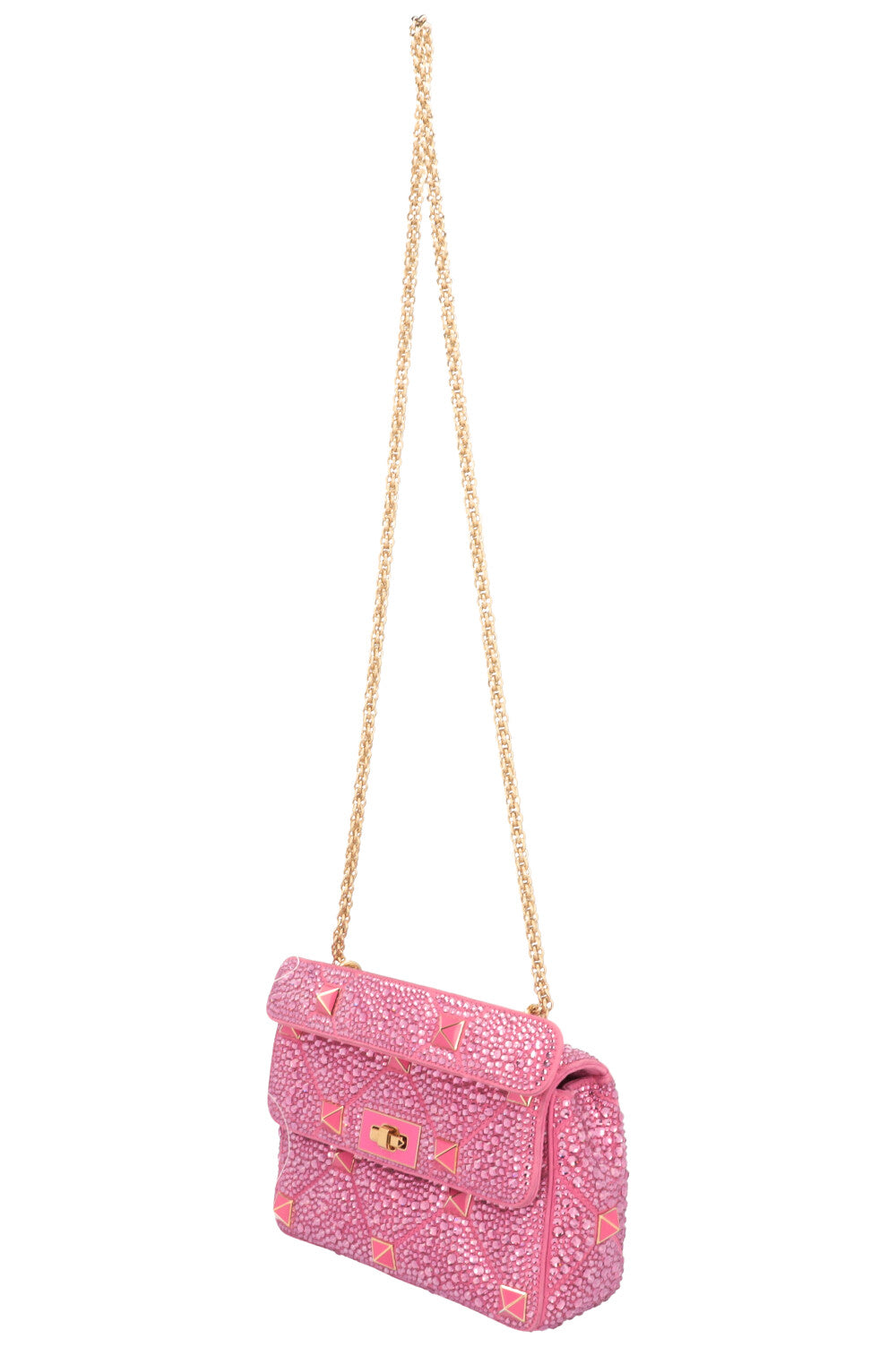 VALENTINO Roman Stud Medium Bag Crystals Pink