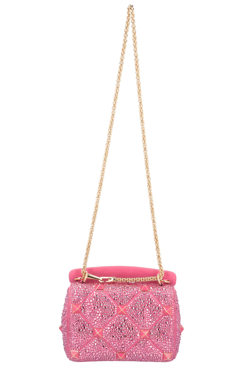 VALENTINO Roman Stud Medium Bag Crystals Pink