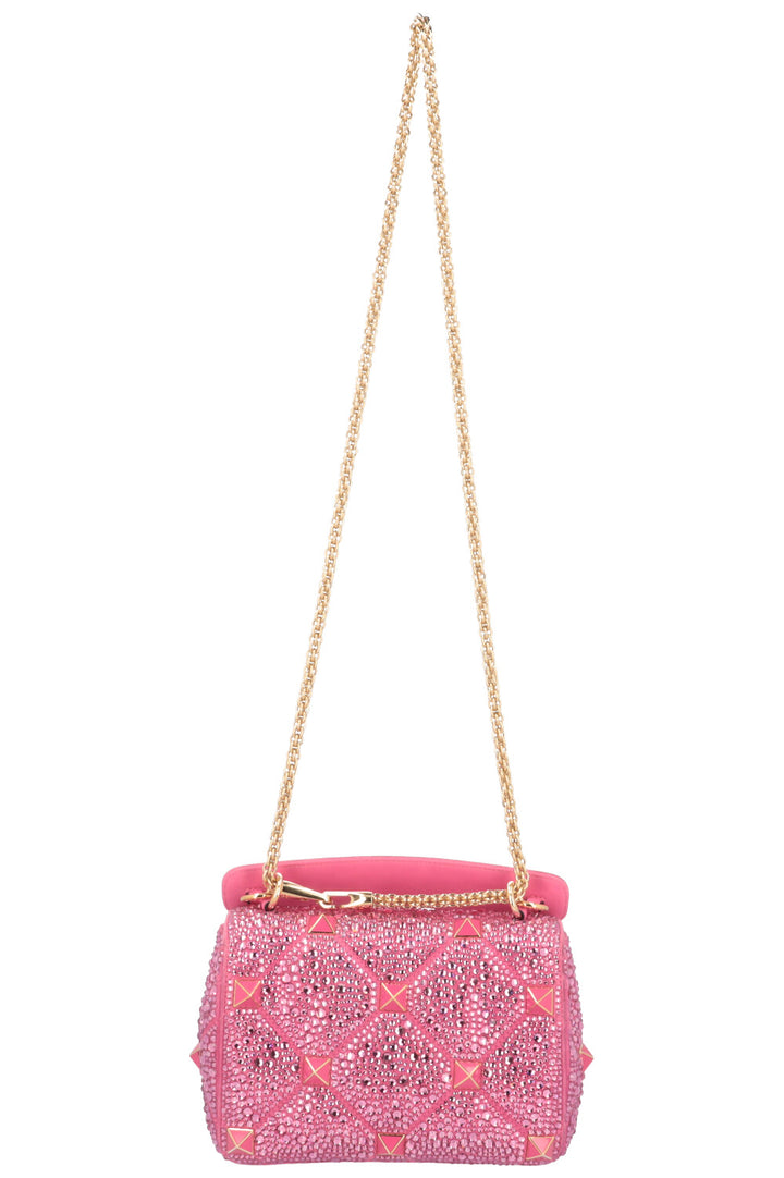 VALENTINO Roman Stud Medium Sac Cristaux Rose