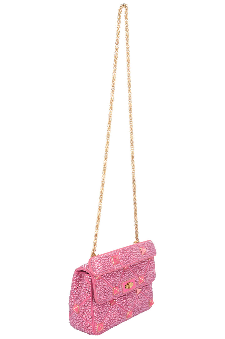 VALENTINO Roman Stud Medium Bag Crystals Pink