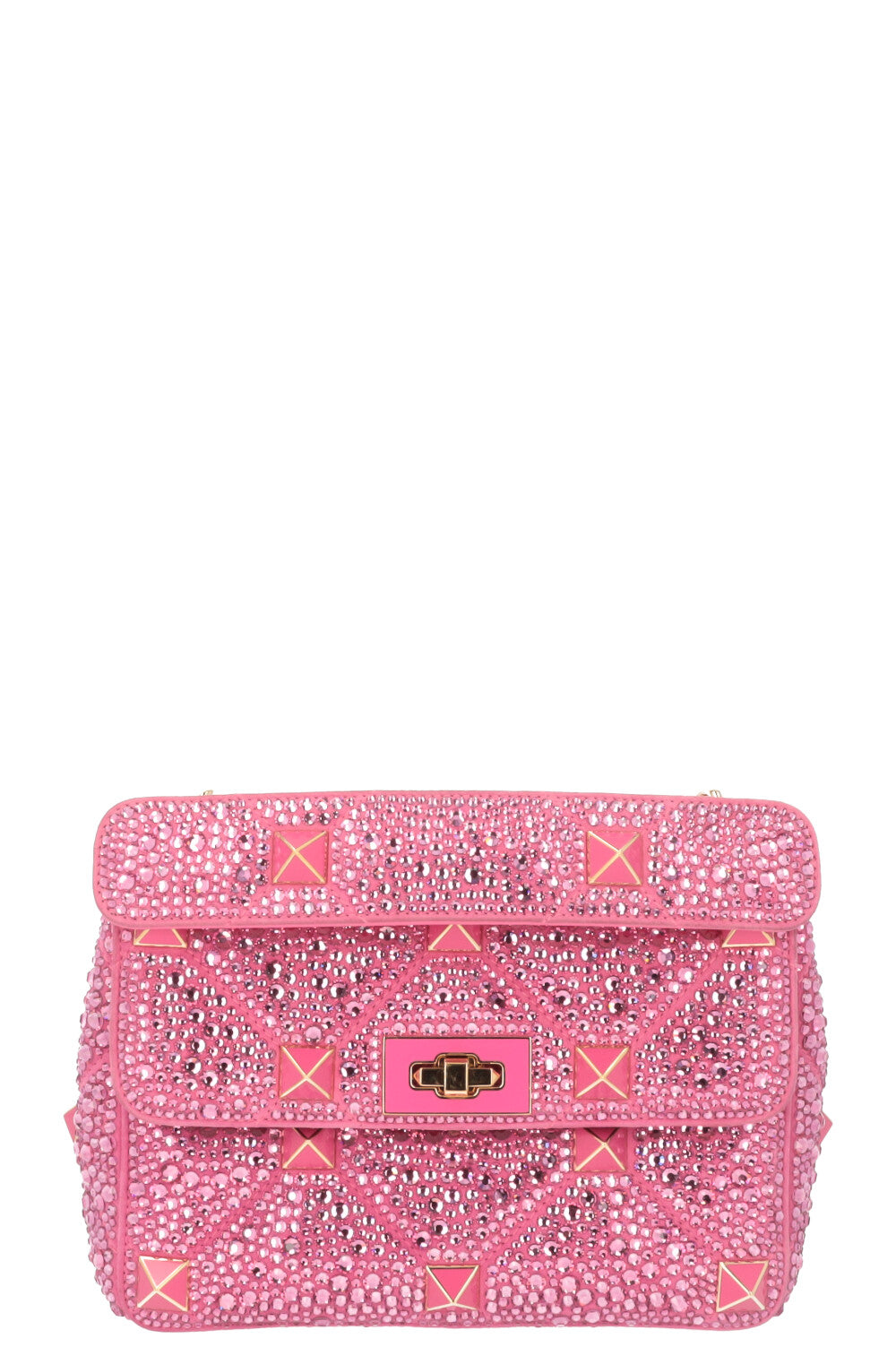 VALENTINO Roman Stud Medium Sac Cristaux Rose