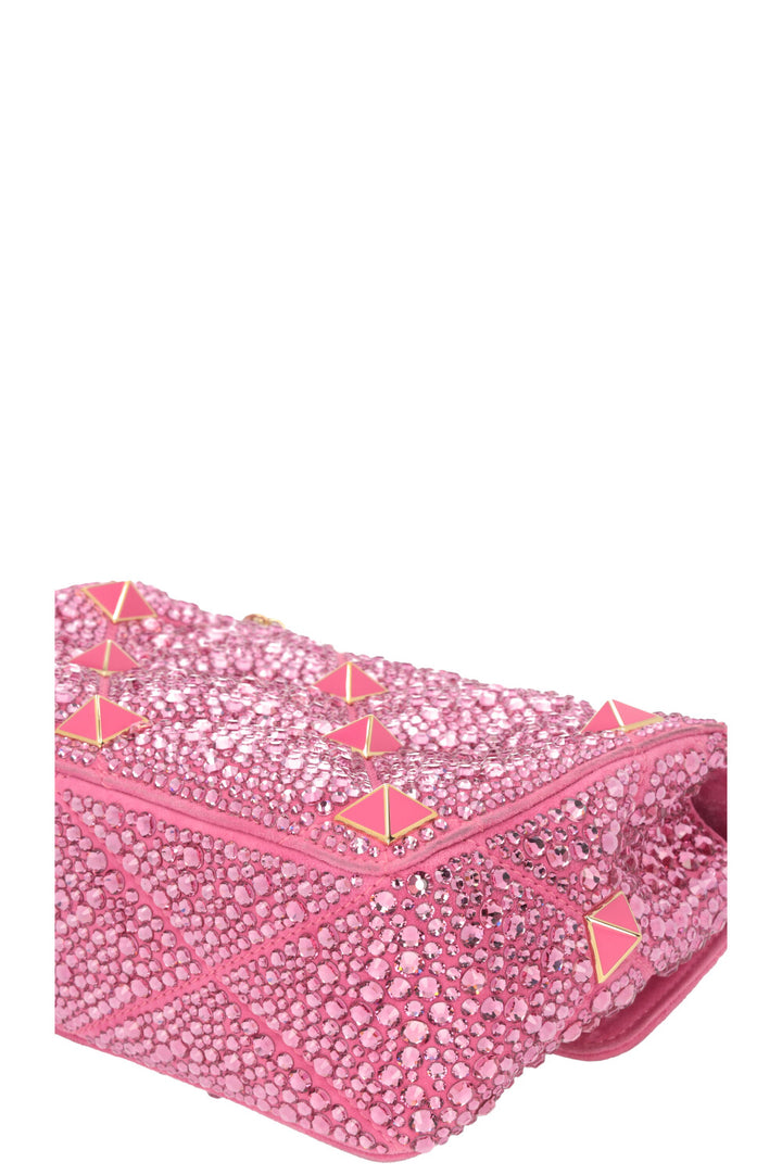 VALENTINO Roman Stud Medium Bag Crystals Pink