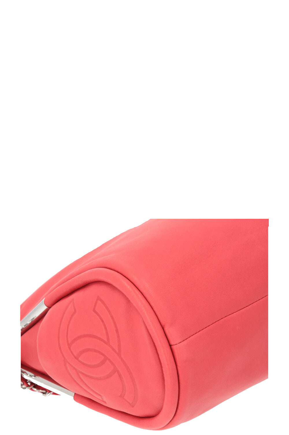 CHANEL Messenger Bag Leather Coral