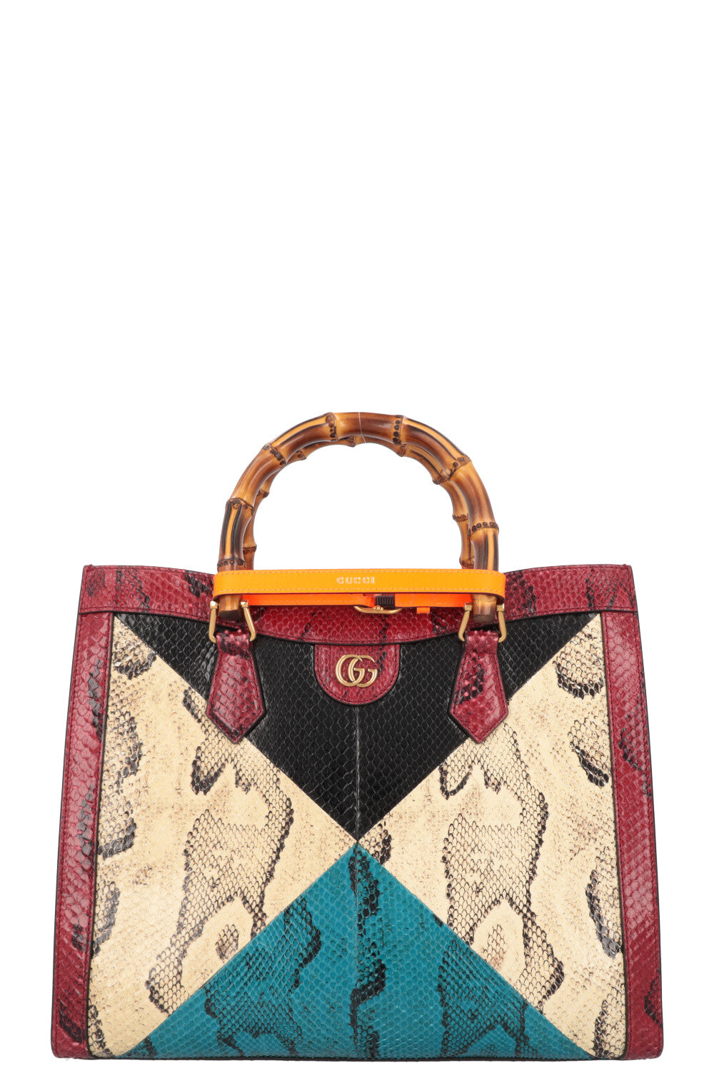 GUCCI Diana Medium Bag Python Ivory Bordeaux