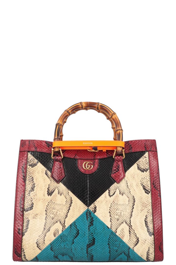 GUCCI Diana Medium Bag Python Ivory Bordeaux