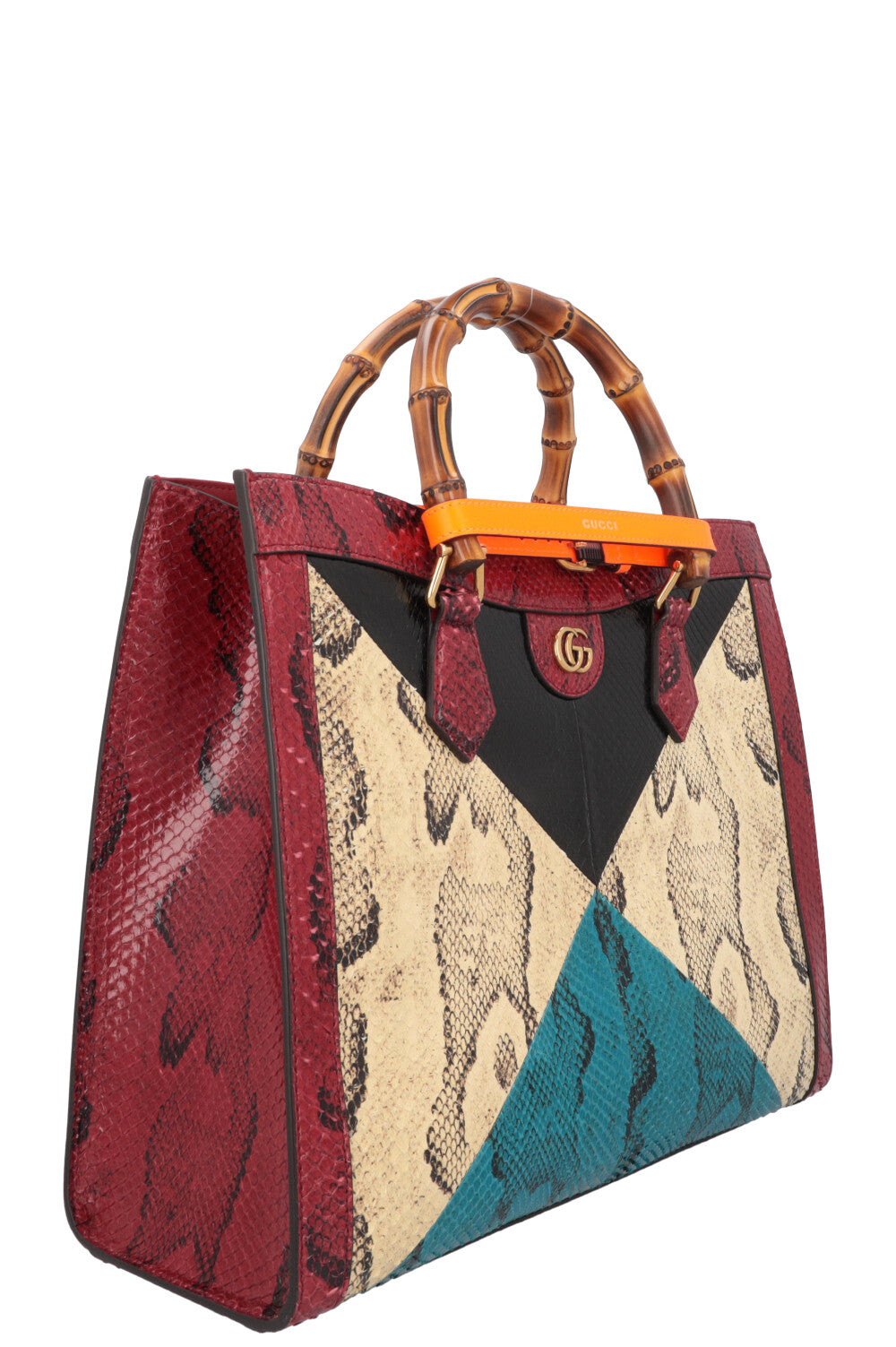 GUCCI Diana Medium Bag Python Ivory Bordeaux