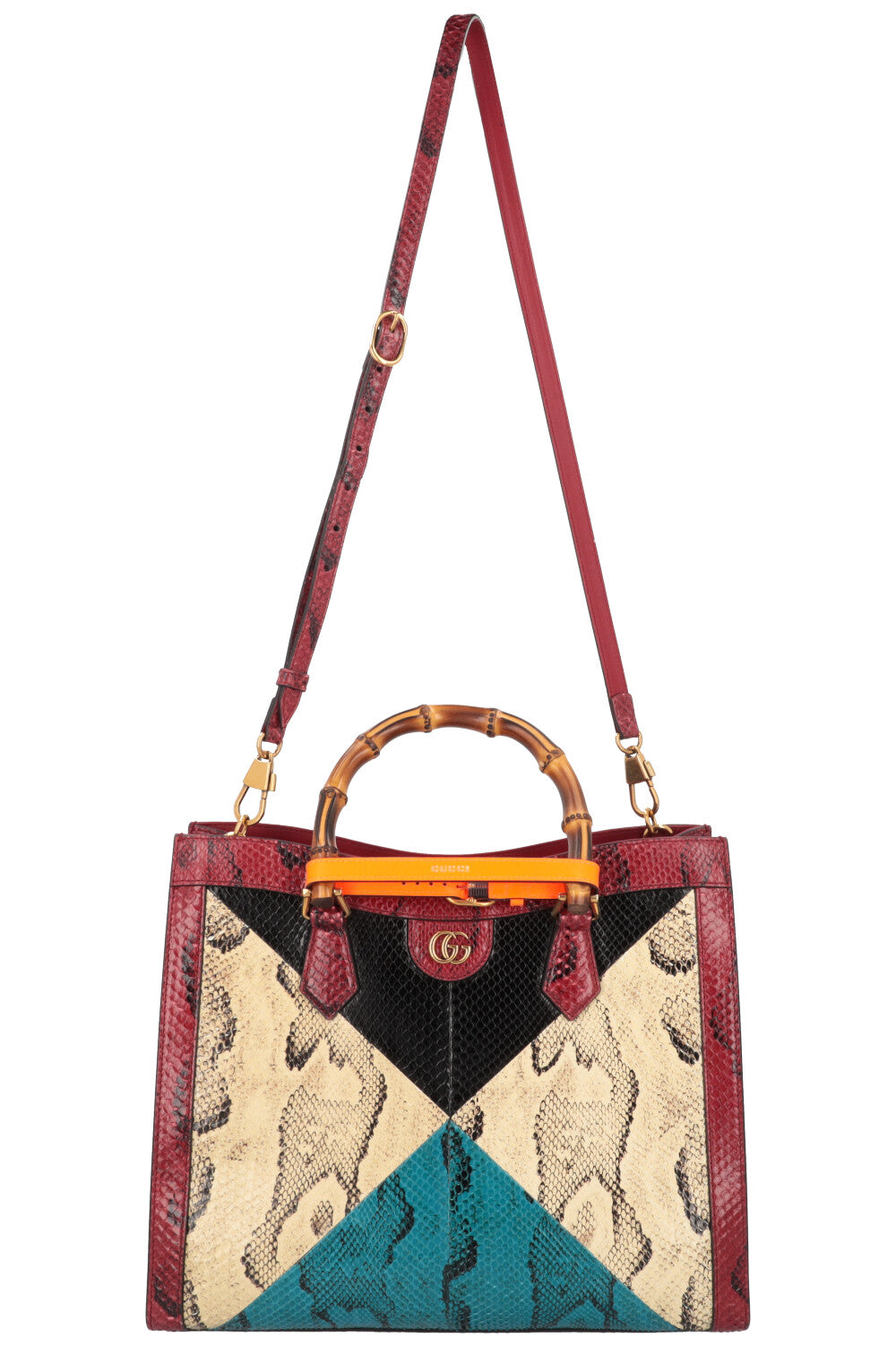 GUCCI Diana Medium Bag Python Ivory Bordeaux