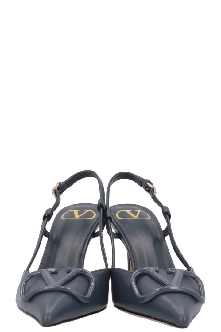 VALENTINO V Logo Signature Slingbacks Blue