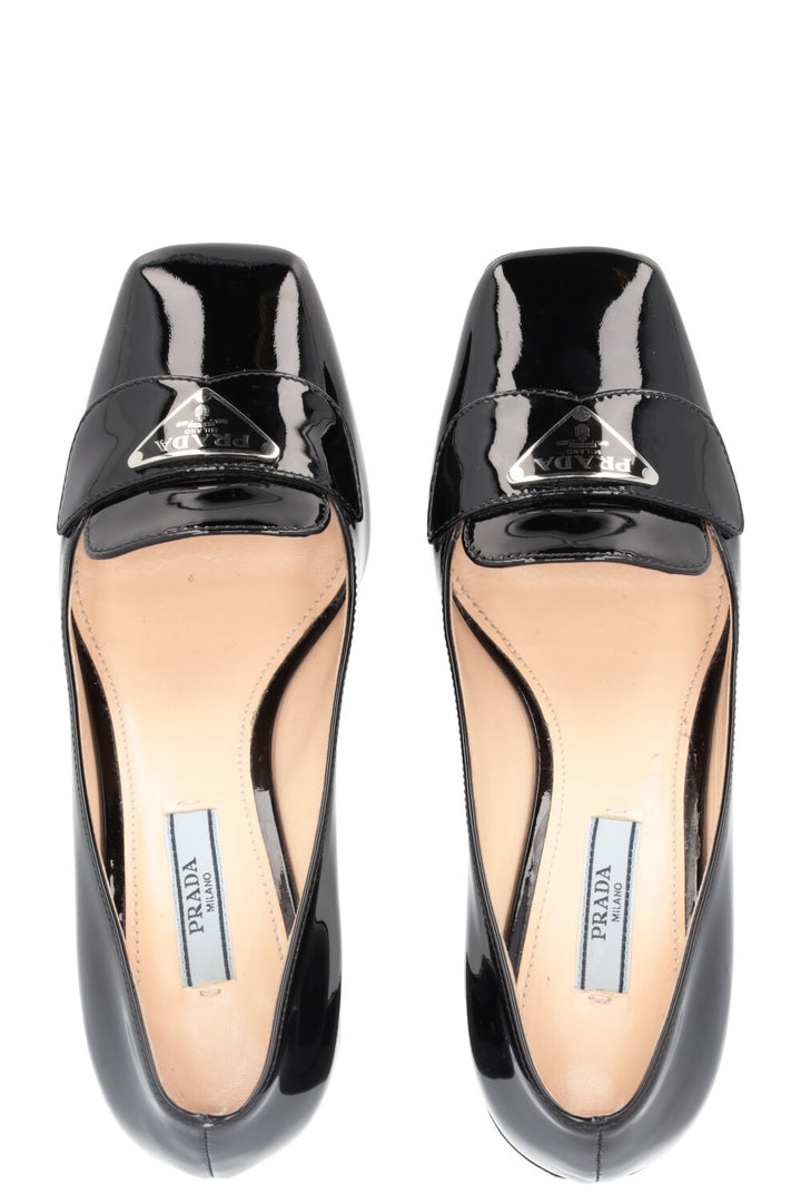 PRADA Logo Talons Vernis Noir