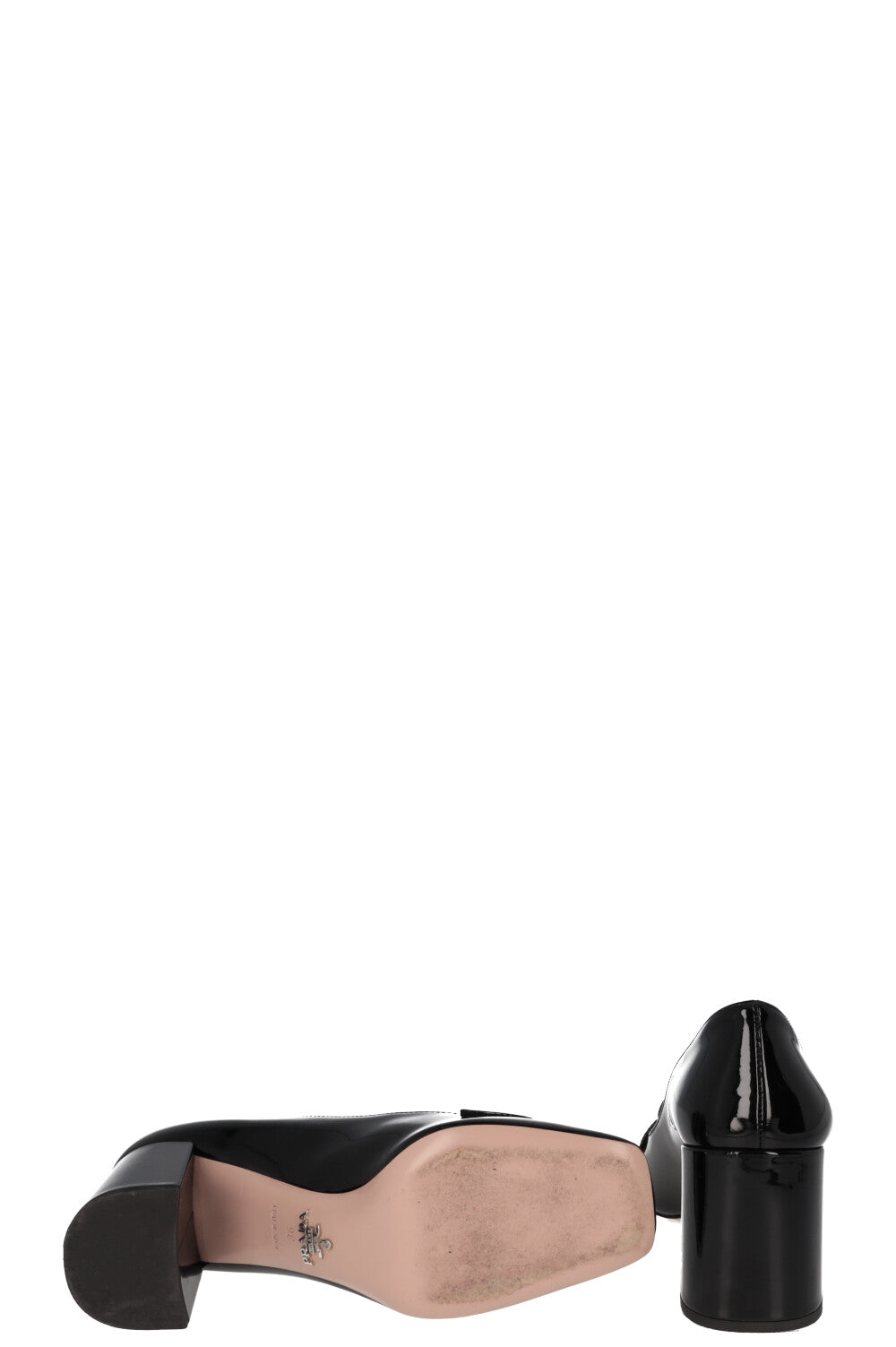 PRADA Logo Heels Patent Black