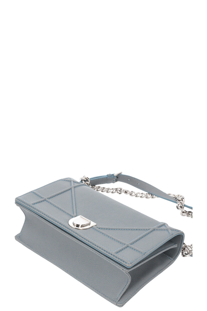 CHRISTIAN DIOR Diorama Crossbody Bag Grained Calfskin Blue