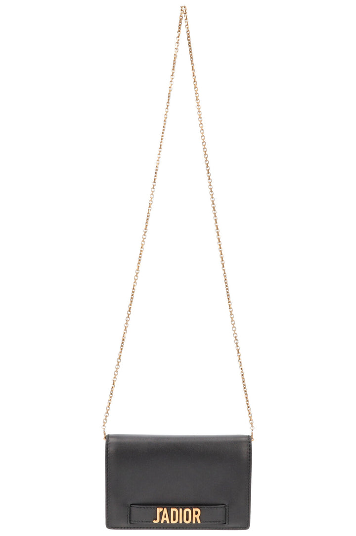 CHRISTIAN DIOR J`aDior Crossbody Bag Leather Black Gold