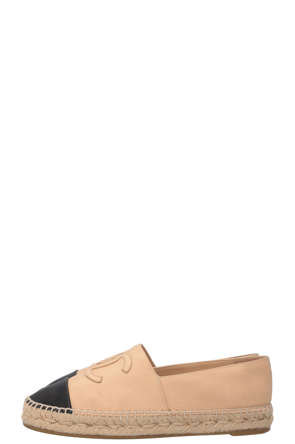 CHANEL CC Espadrilles Leather Beige Black