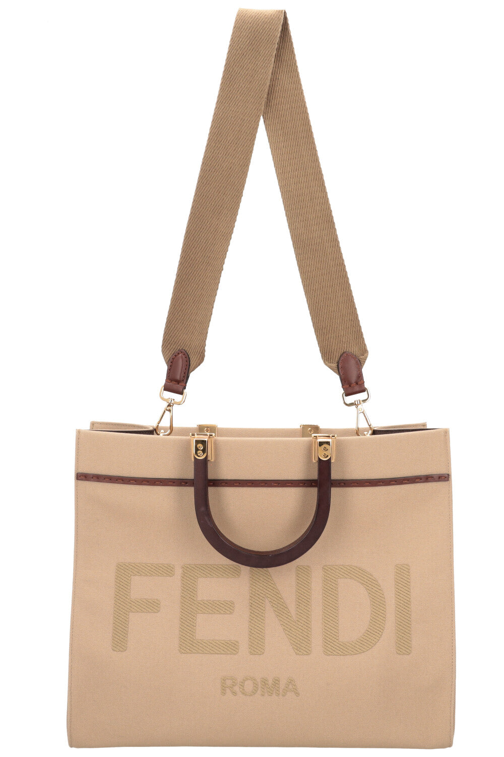 FENDI Sunshine Medium Tote Bag Canvas Beige REAWAKE