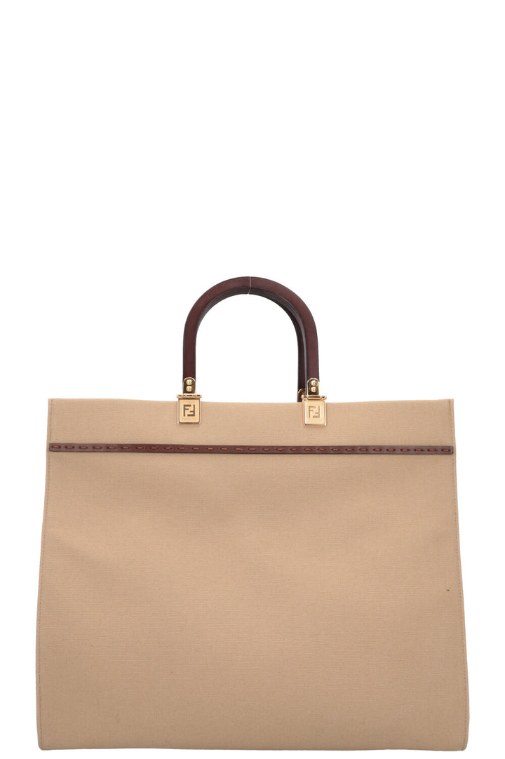 FENDI Sunshine Sac cabas moyen toile Beige