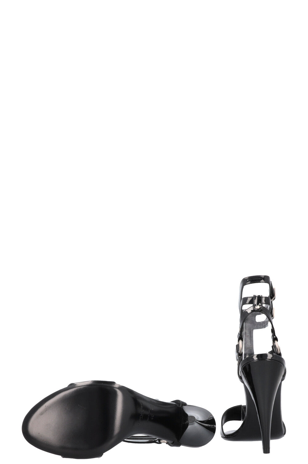 SAINT LAURENT Cage Strap Heels Black Patent