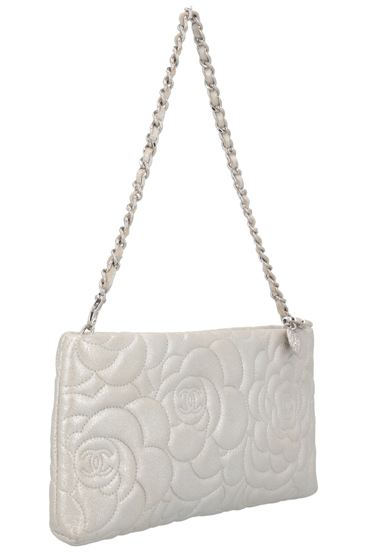 CHANEL Camellia Bag Silver