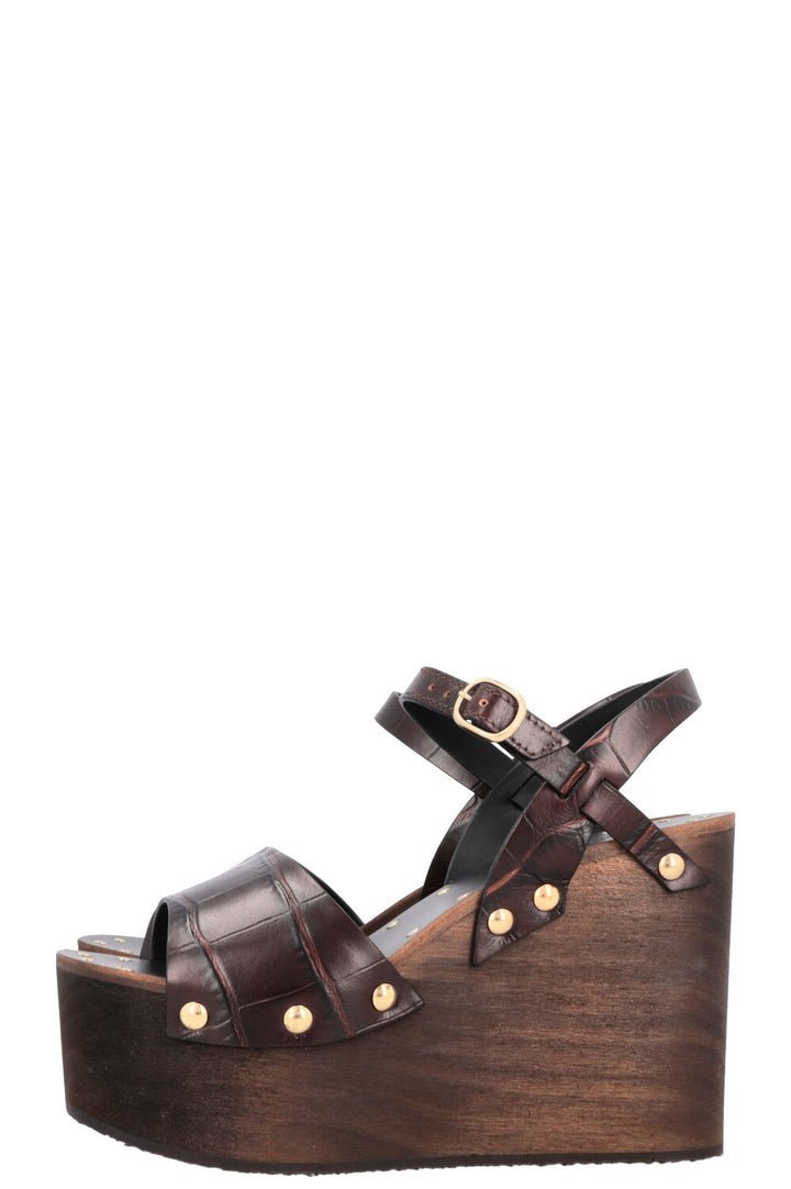 CELINE Clogs Leather Brown