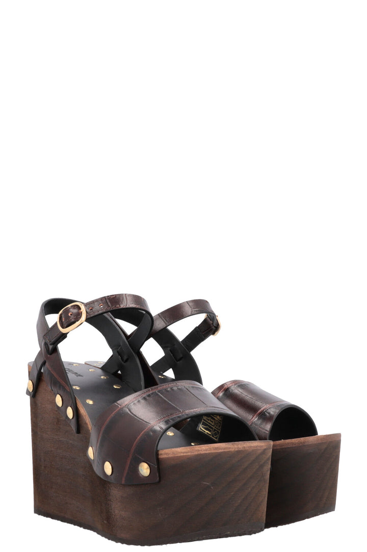 CELINE Clogs Leather Brown