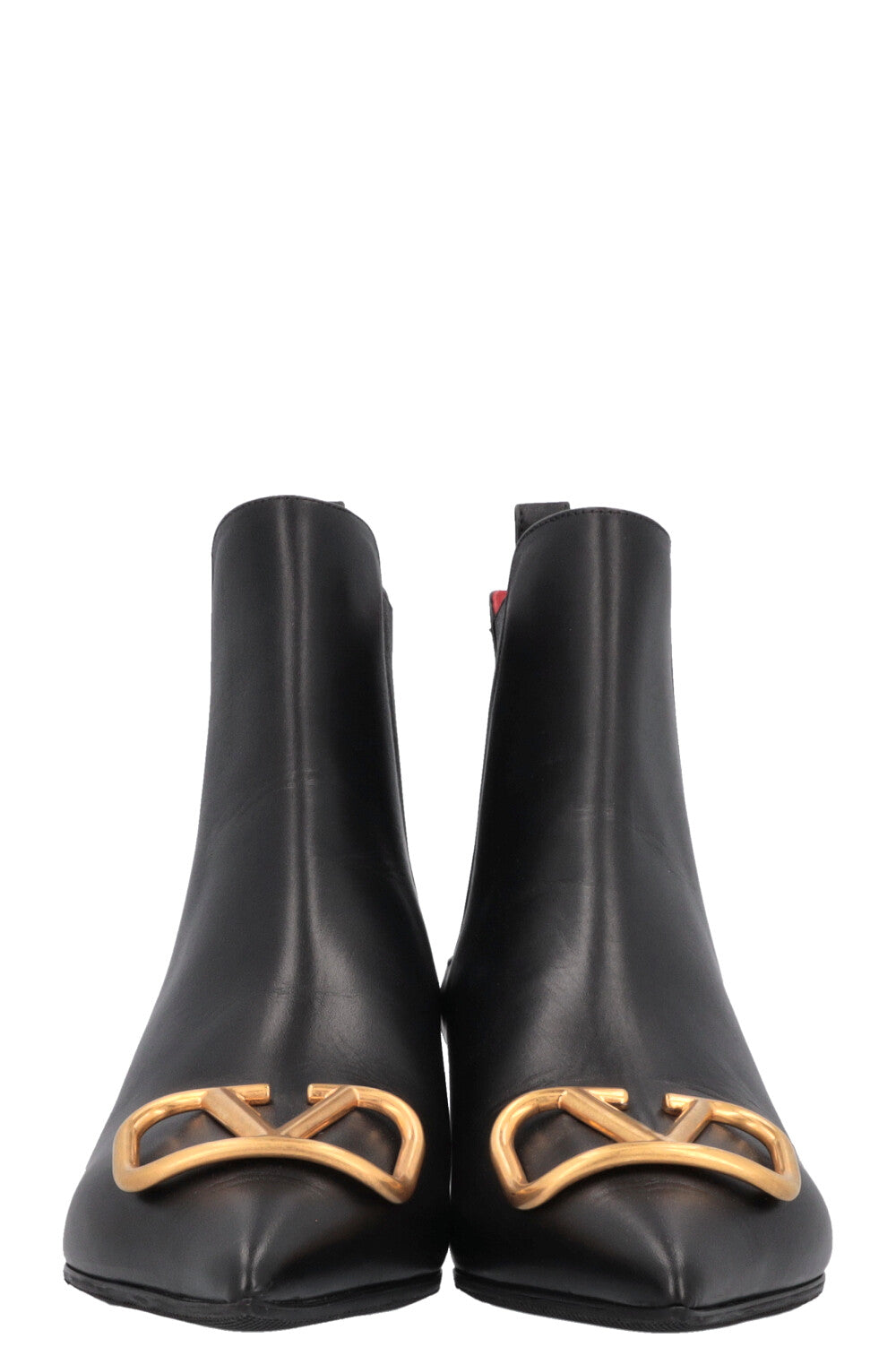 VALENTINO V Logo Boots Leather Black Gold REAWAKE