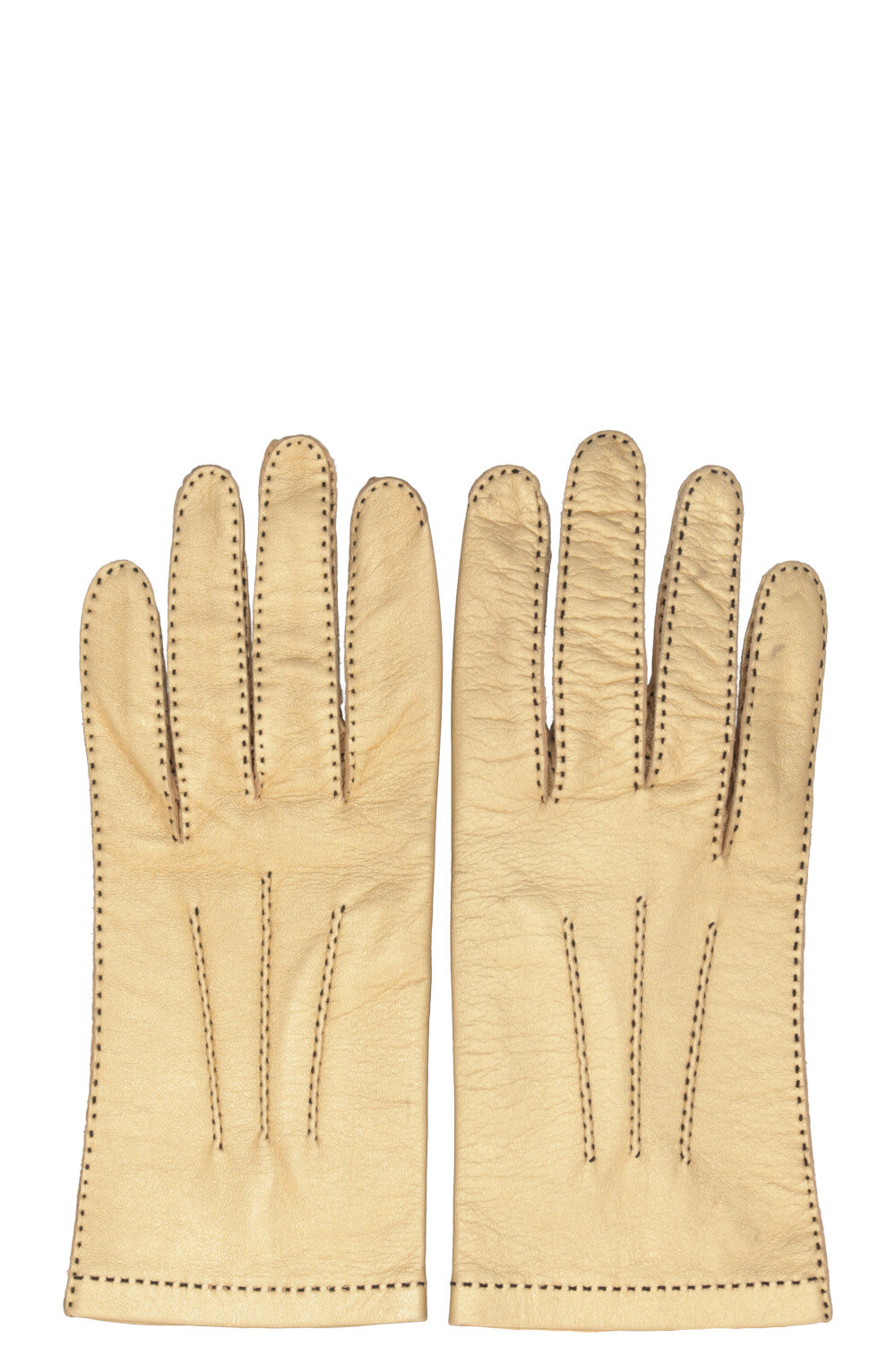 CHANEL CC Leather Gloves Gold