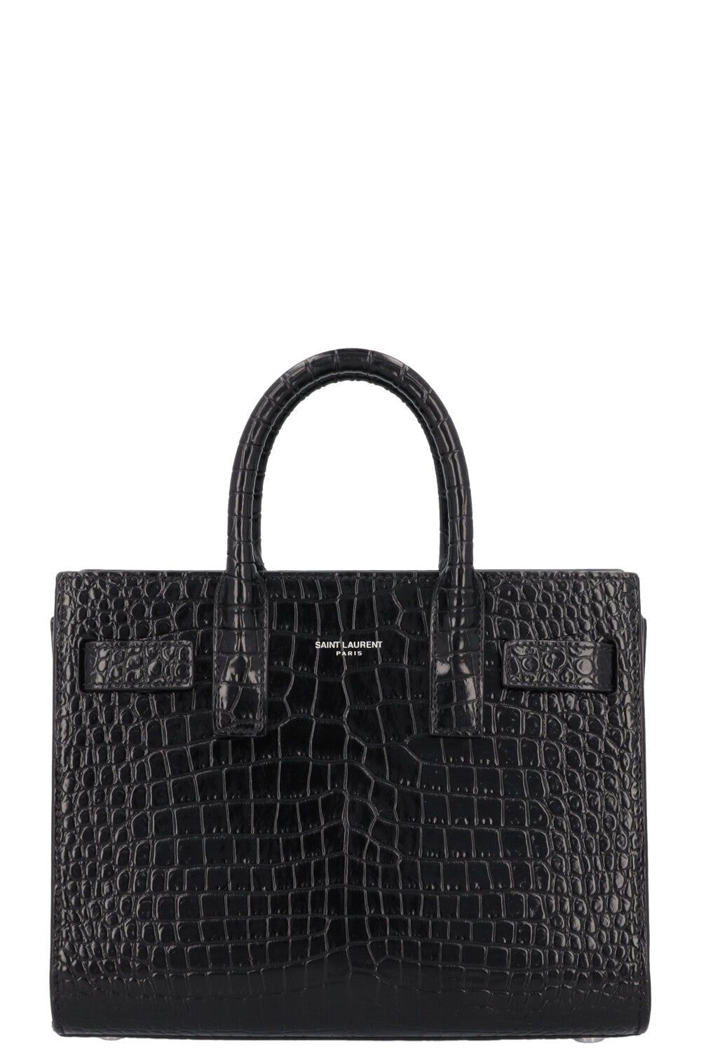 SAINT LAURENT Sac De Jour Nano Croc Embossed Black